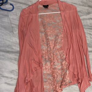 Pink cardigan with mesh back
